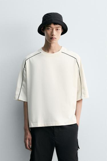 Zara 撞色滾邊運動衫 - 磨白色