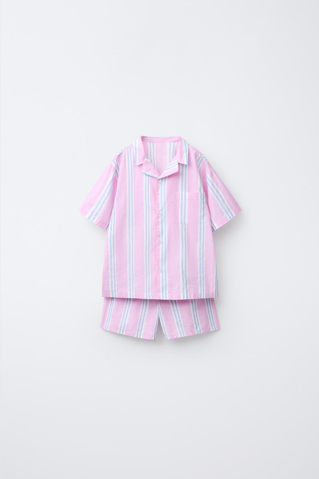3-6 AÑOS/ PIJAMA CAMISA Y BERMUDA RAYAS