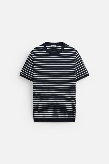 Zara VISCOSE BLEND KNIT T-SHIRT - striped