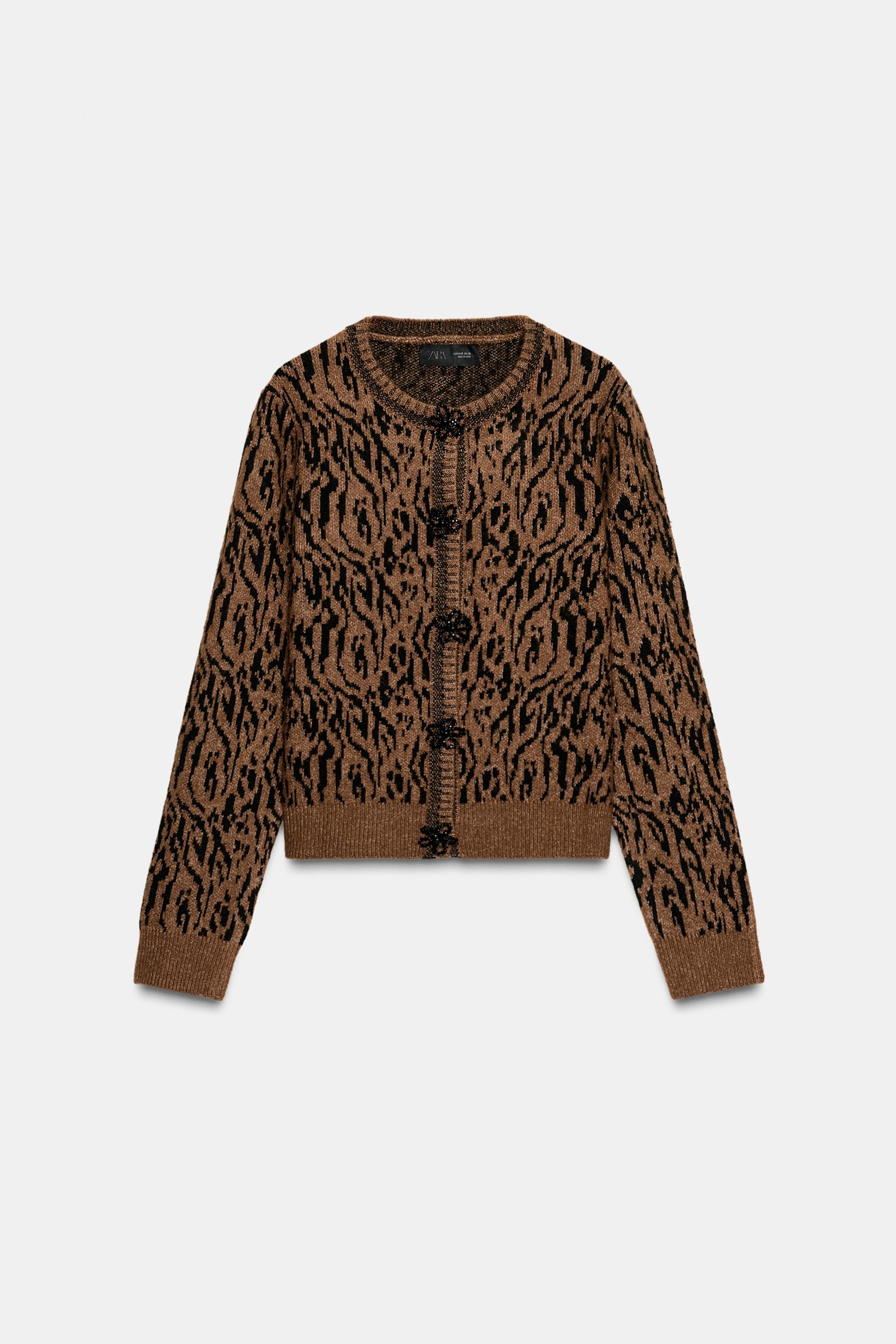 ANIMAL JACQUARD KNIT CARDIGAN - Multicolored | ZARA United States