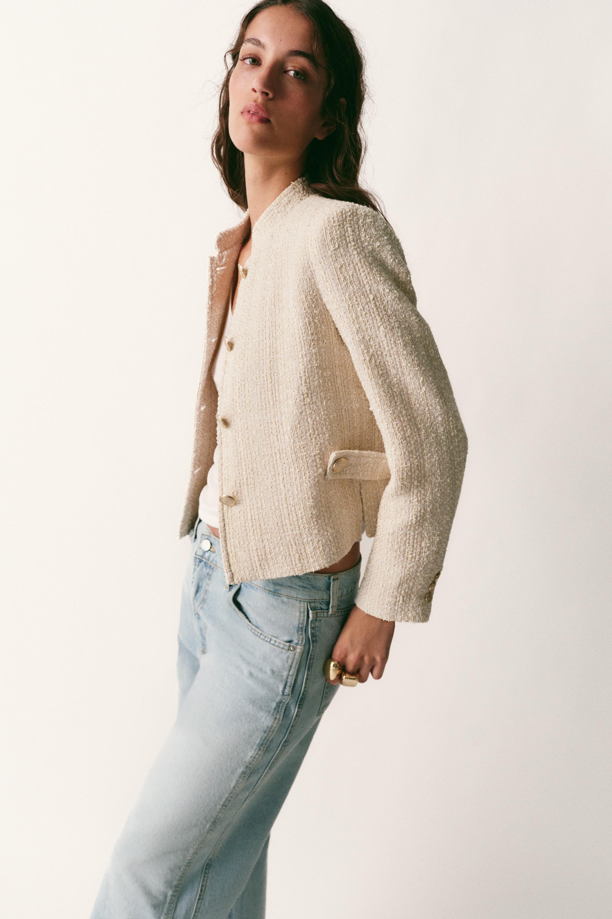 BLAZER STRUCTURÉ ÉPAULETTES FIL MÉTALLISÉ