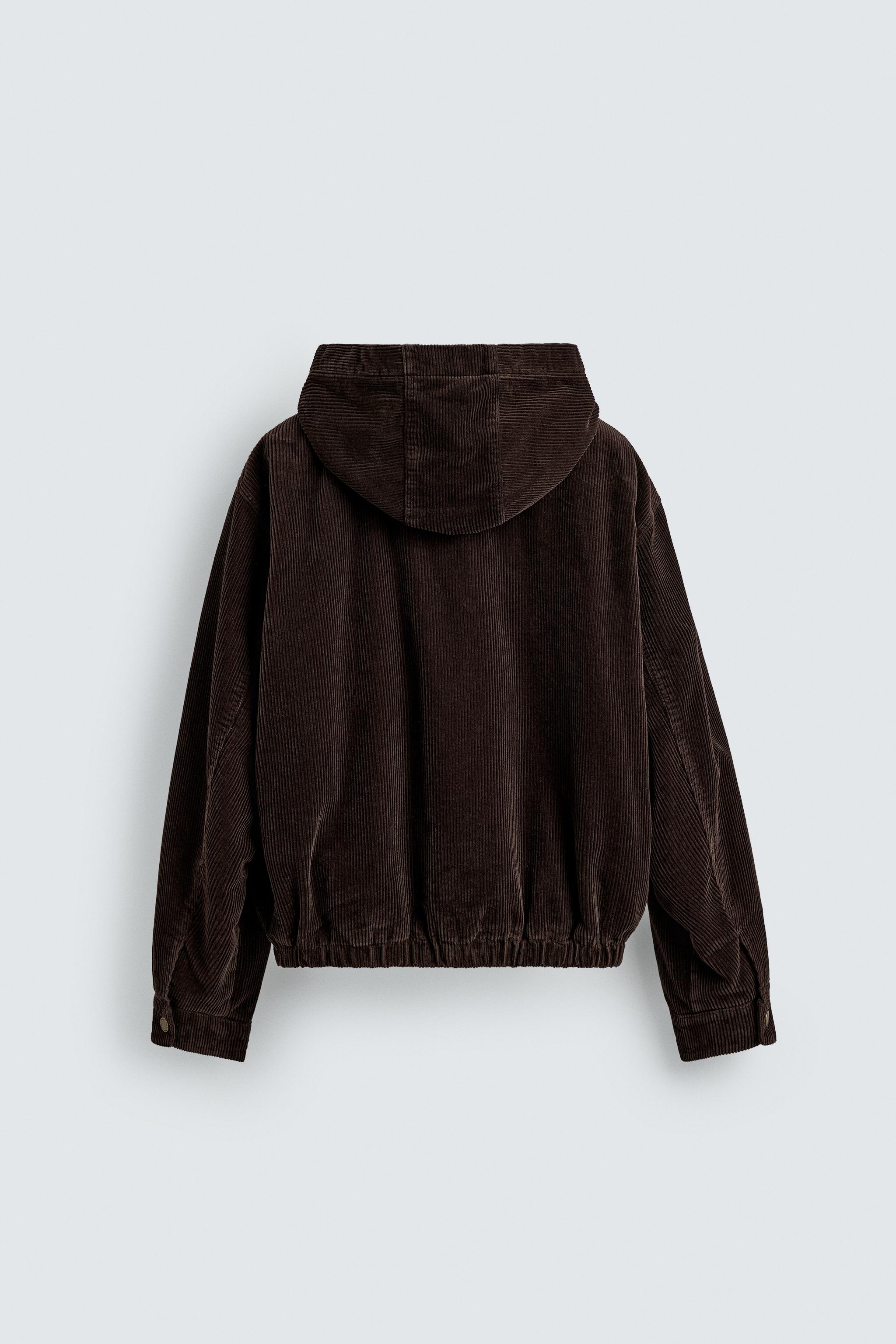 CORDUROY HOODIE FIREMAN CLASP JACKET - Brown | ZARA United States