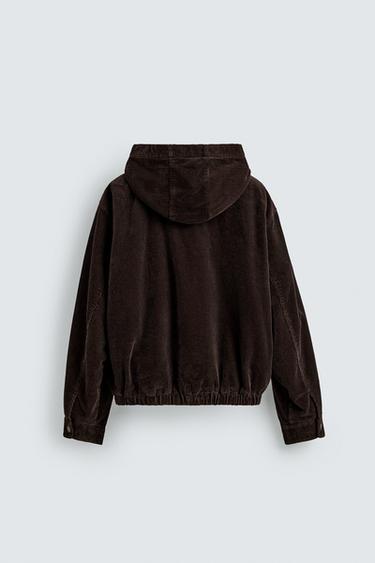 CORDUROY JACKET WITH HOOD AND FIREMAN CLASP - Brown by Zara - Image 7