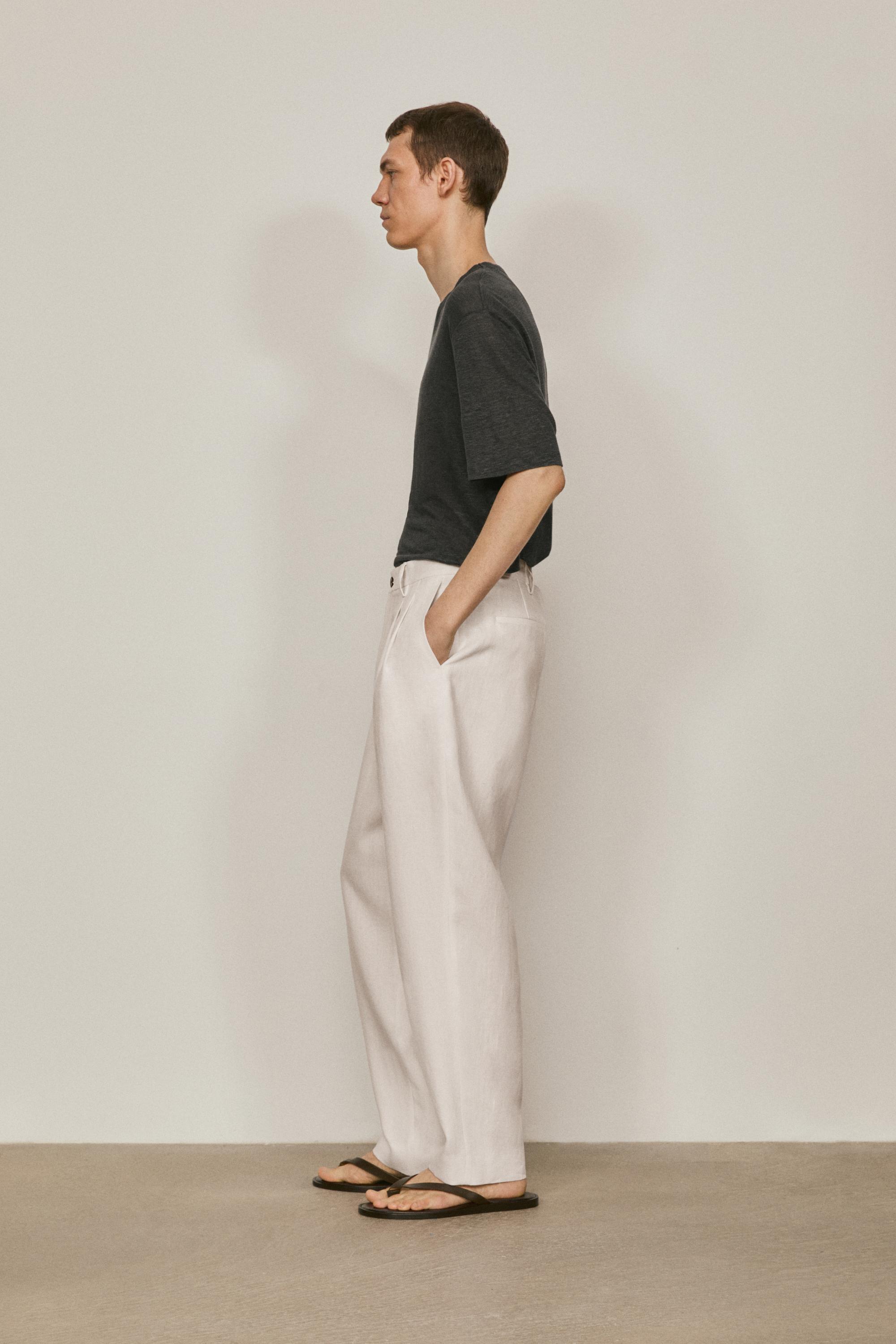 Linen trousers with double dart details - LIMITED EDITION