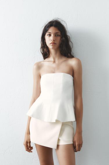 TOP PALABRA DE HONOR PEPLUM - Blanco de Zara