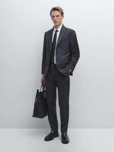 Pantalon de costume 100 % laine - Bleu marine de Zara - Image 0