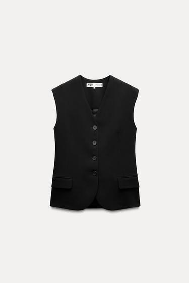 Zara POCKETS VEST ZW COLLECTION - Black
