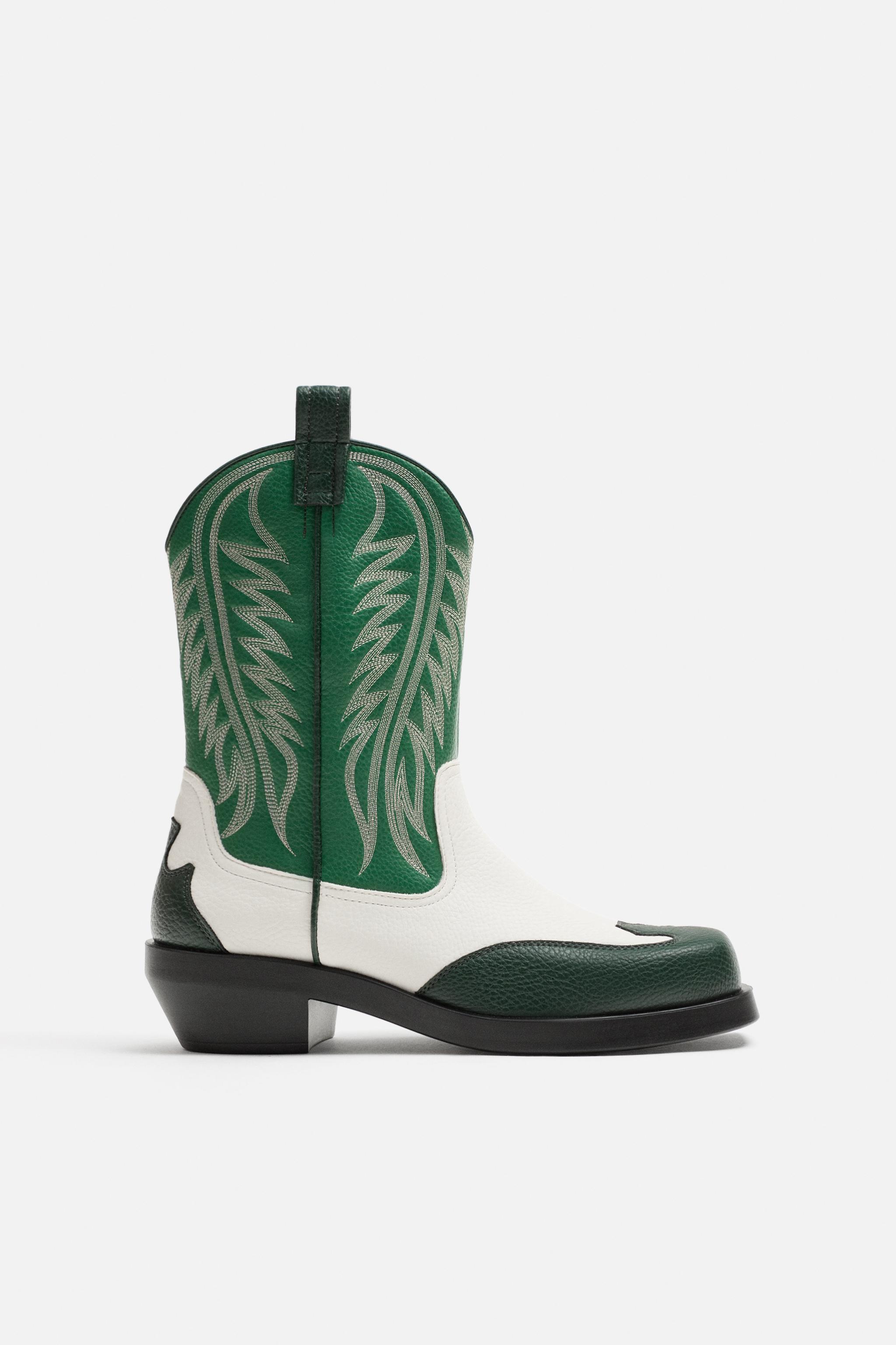 COWBOY BOOTS WITH TOPSTITCHING Grey ZARA South Africa