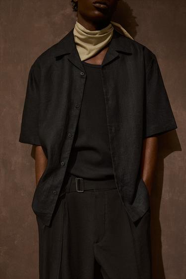 Zara 100% LINEN SHIRT - Black