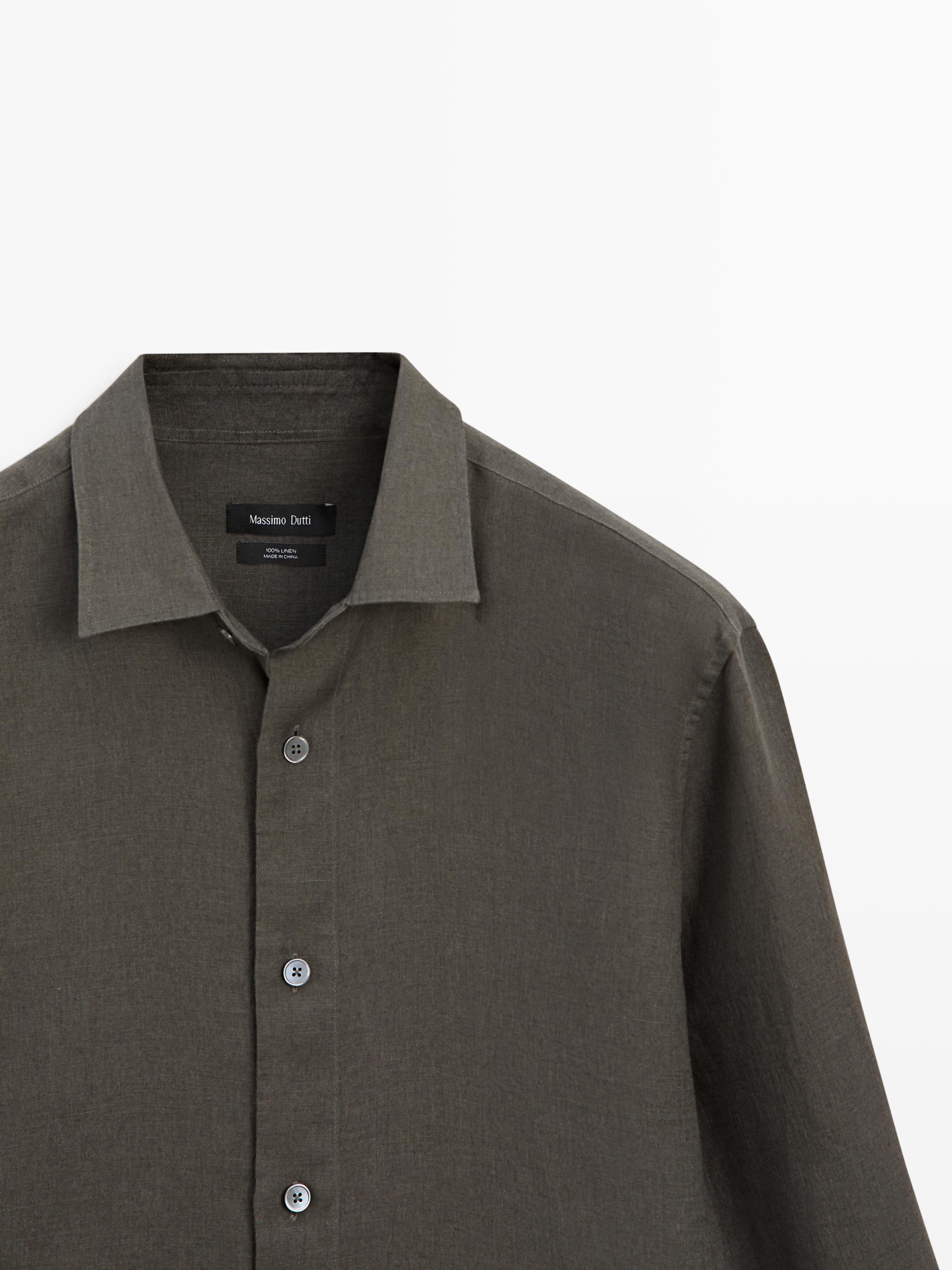 Regular fit 100% heavy linen shirt
