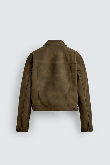 CROPPED FIT FAUX LEATHER JACKET - Oil by Zara - Image 7