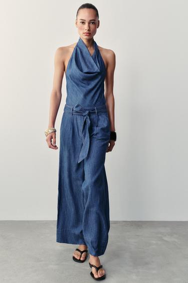 HALTER კომბინეზონი ქამრით და ღია ზურგით - Zara-ს Indigo