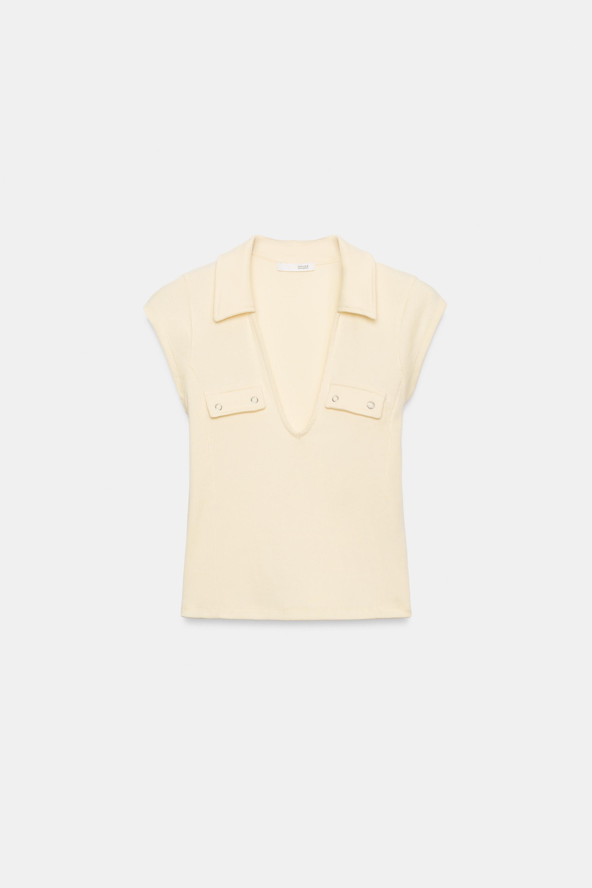 Женские топы Zara RIBBED TAB TOP — фото 5