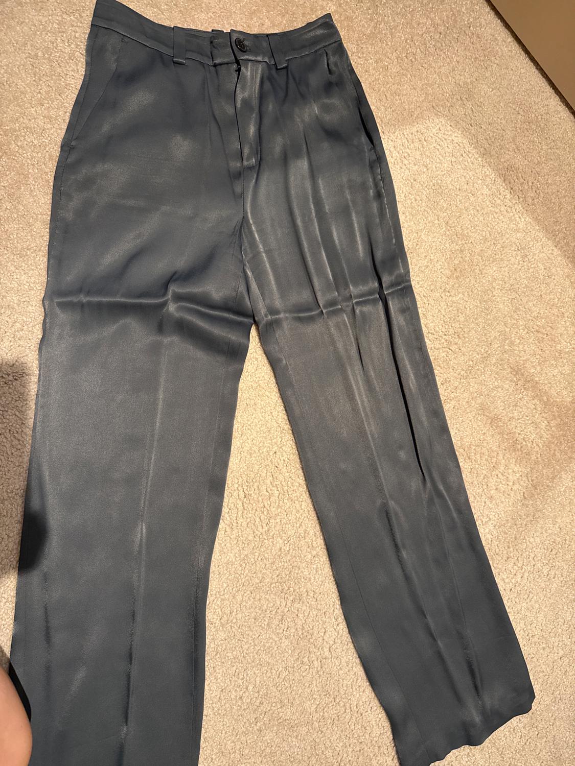 STRAIGHT SATIN EFFECT PANTS