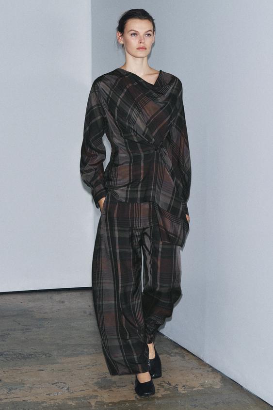 ZW COLLECTION PLAID BALLOON PANTS