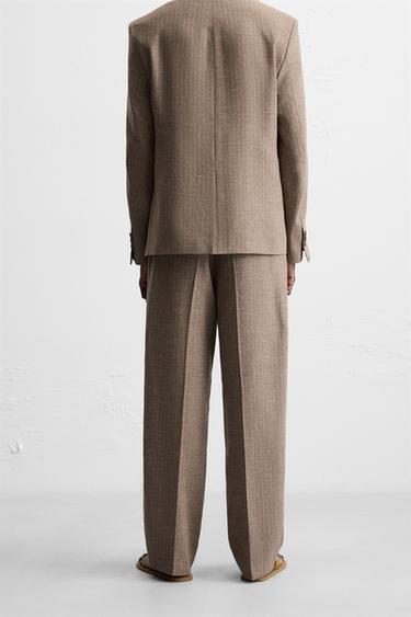 PANTALON DE COSTUME STRUCTURÉ RAYURES - marron-vison de Zara - Image 2