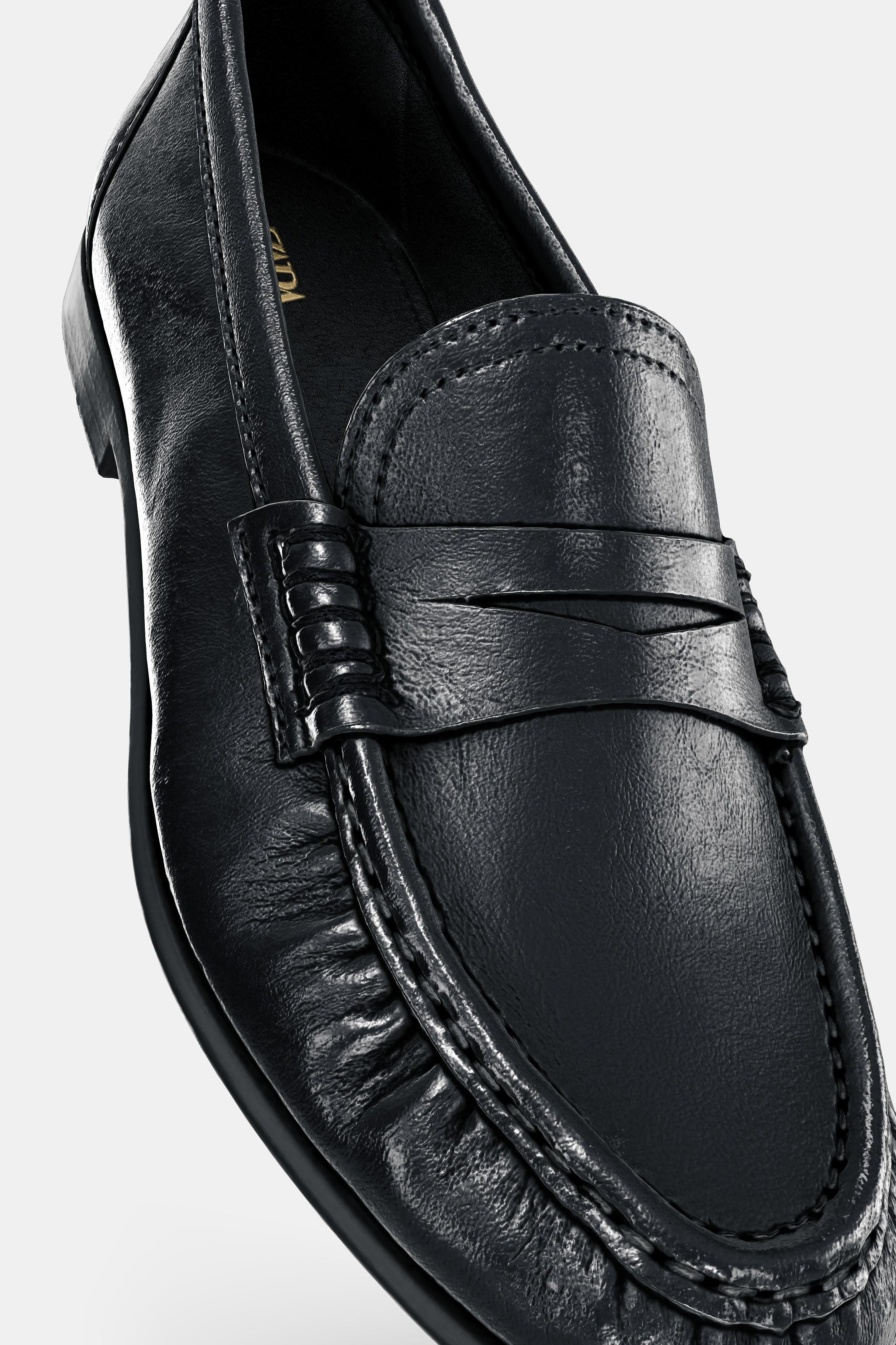 ギャザー入りソフトモカシン - ブラック | ZARA Japan / 日本