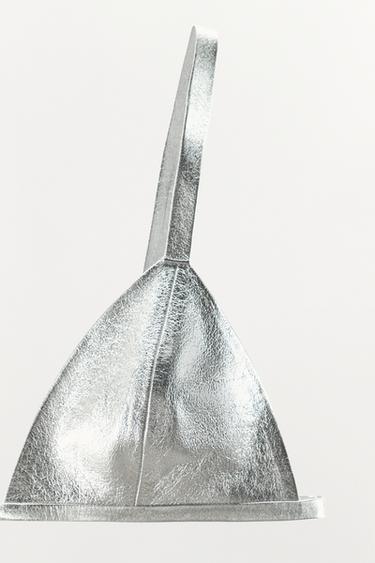 100% LEATHER METALLIC BRA - Silver by Zara - Image 4