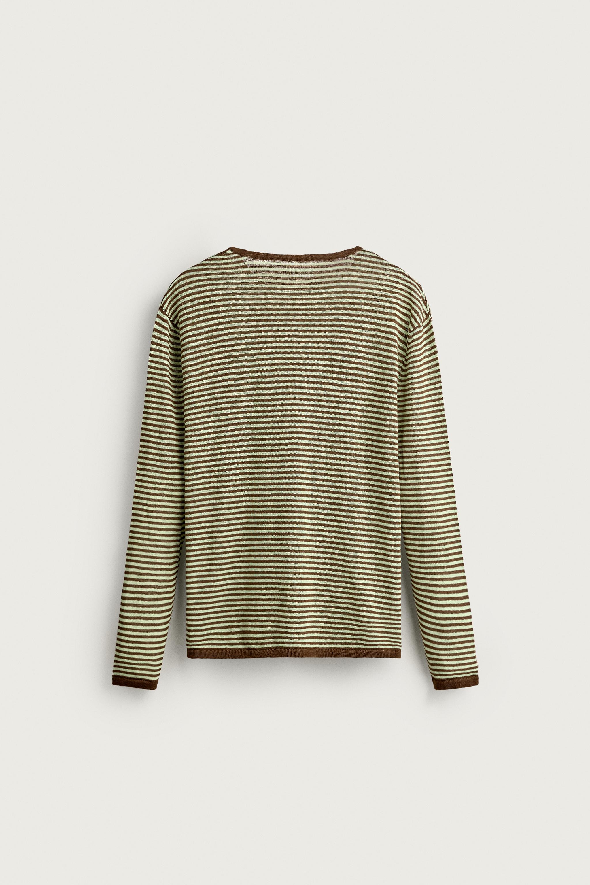 Мужские свитеры Zara LIGHTWEIGHT STRIPED JACQUARD JUMPER — фото 7