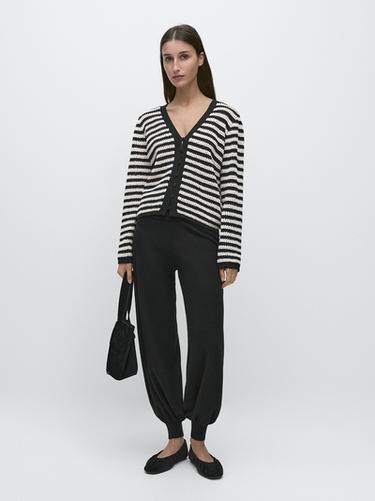 Zara Striped knit cardigan - Black - Image 0