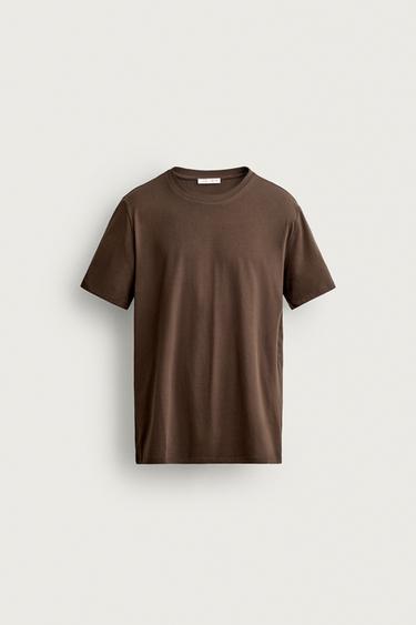 Zara BASIC SLIM FIT T-SHIRT /01 - Chocolate
