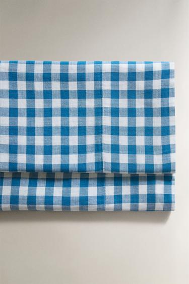 CHECK COT PILLOWCASE AND FLAT SHEET SET - Bluish by Zara - Image 2