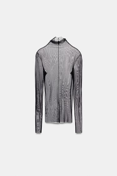 TOP 100% SOIE - Noir de Zara - Image 4