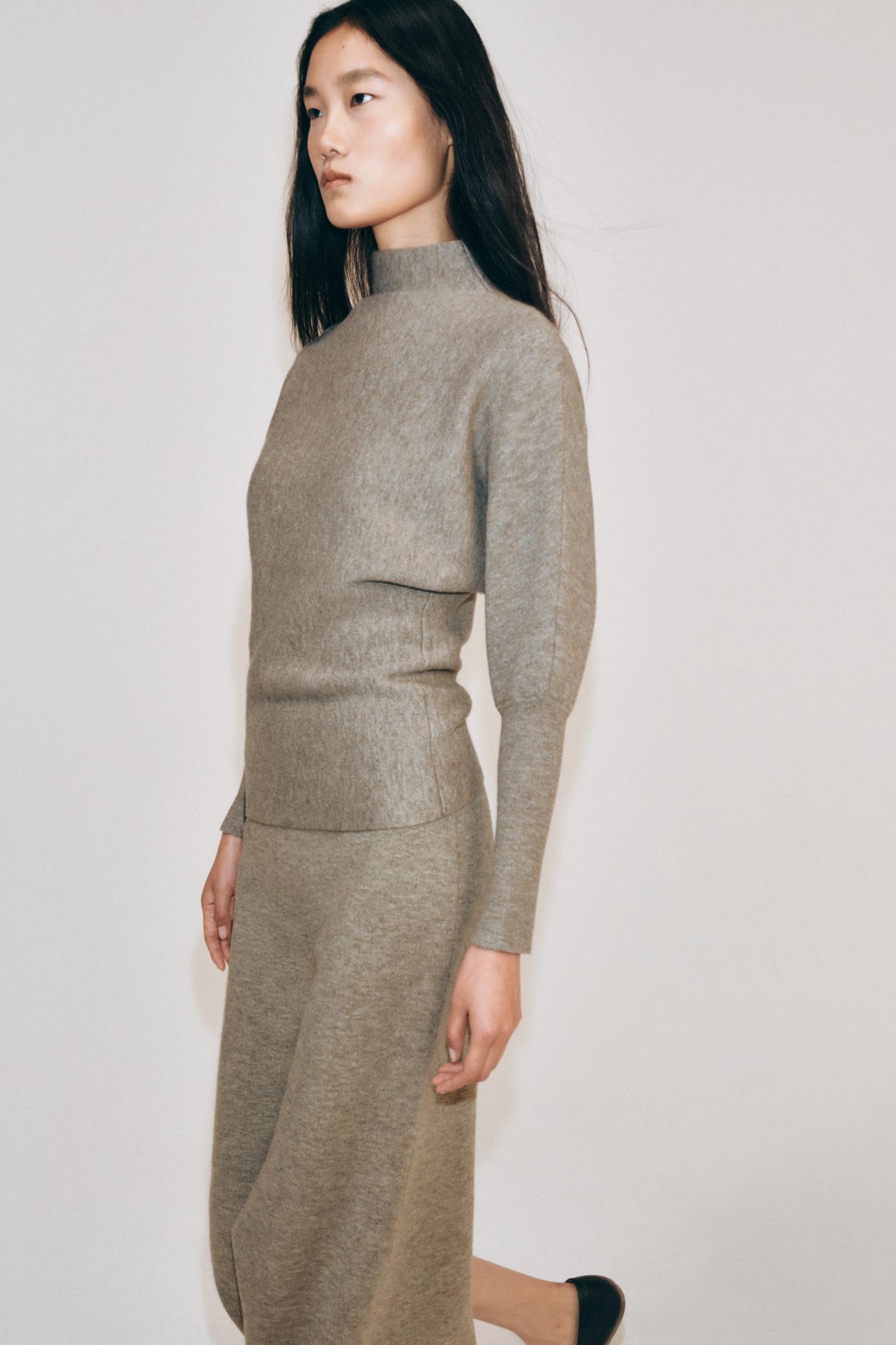 Женский свитер Zara High Neck Knit, цвет: Серо-коричневый серый — фото 2