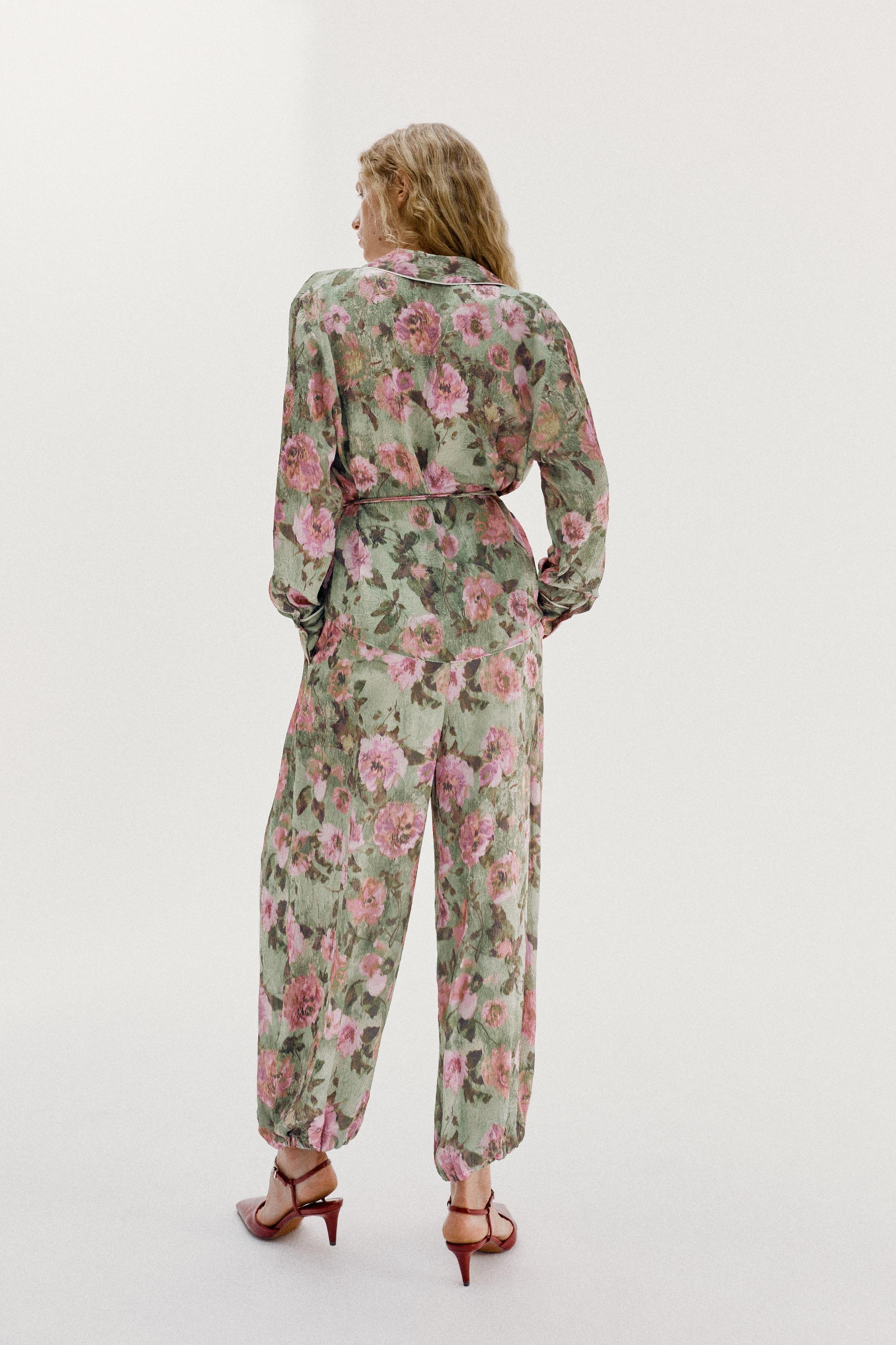 FLORAL PRINT SHIRT WITH THIN BELT