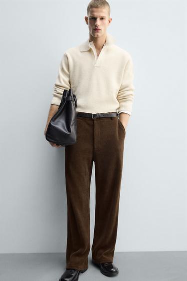 PANTALON COUPE LARGE EN VELOURS CÔTELÉ - Marron de Zara - Image 4
