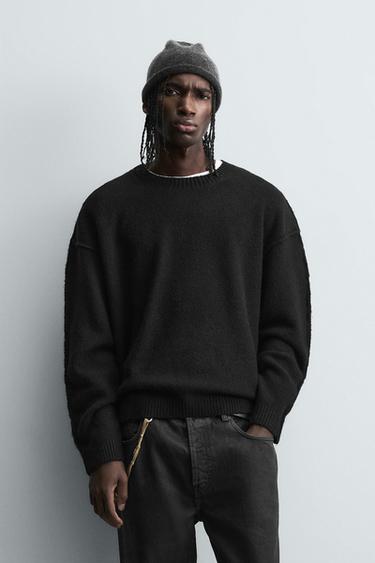 Zara TEXTURED SWEATER WITH REVERSE EFFECT SEAMS - Black
