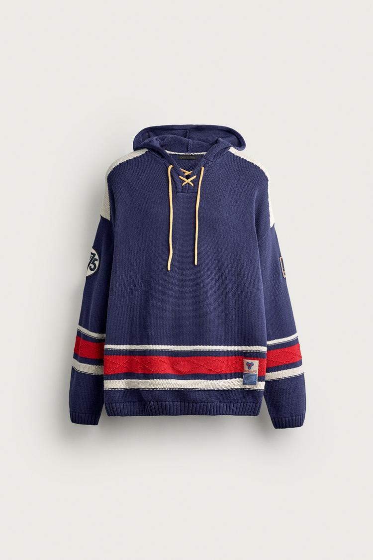 Sudadera punto relaxed fit jacquard hockey