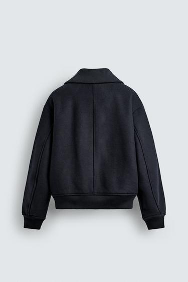 PADDED JACKET WITH RIBBED COLLAR - Navy blue by Zara - Image 6