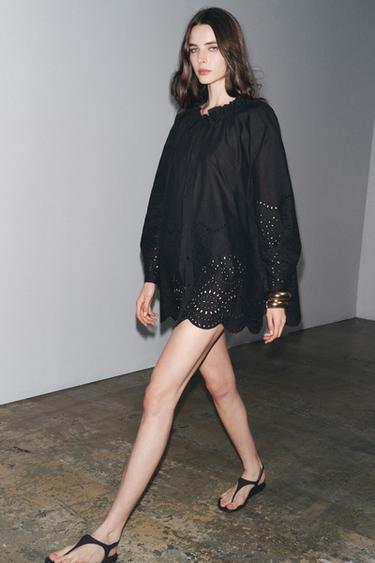 ZW COLLECTION EMBROIDERED BLOUSE - Black by Zara - Image 4