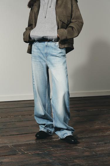 ДЖИНСЫ TRF WIDE-LEG С НИЗКОЙ ПОСАДКОЙ — СЕРО-СИНИЙ от Zara