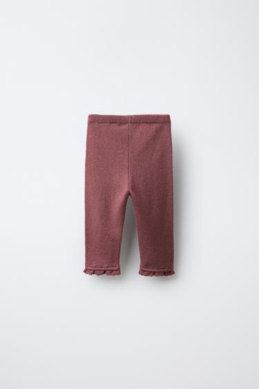 LEGGING EN MAILLE AVEC DENTELLE - Rose de Zara - Image 1