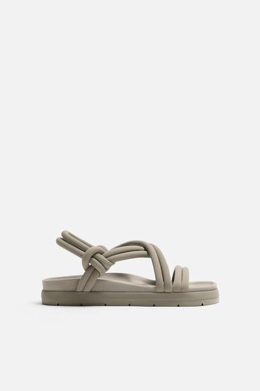 Zara CROSSED STRAPS SANDALS - Taupe Gray