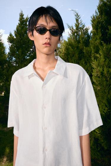 100% LINEN SHIRT - White by Zara