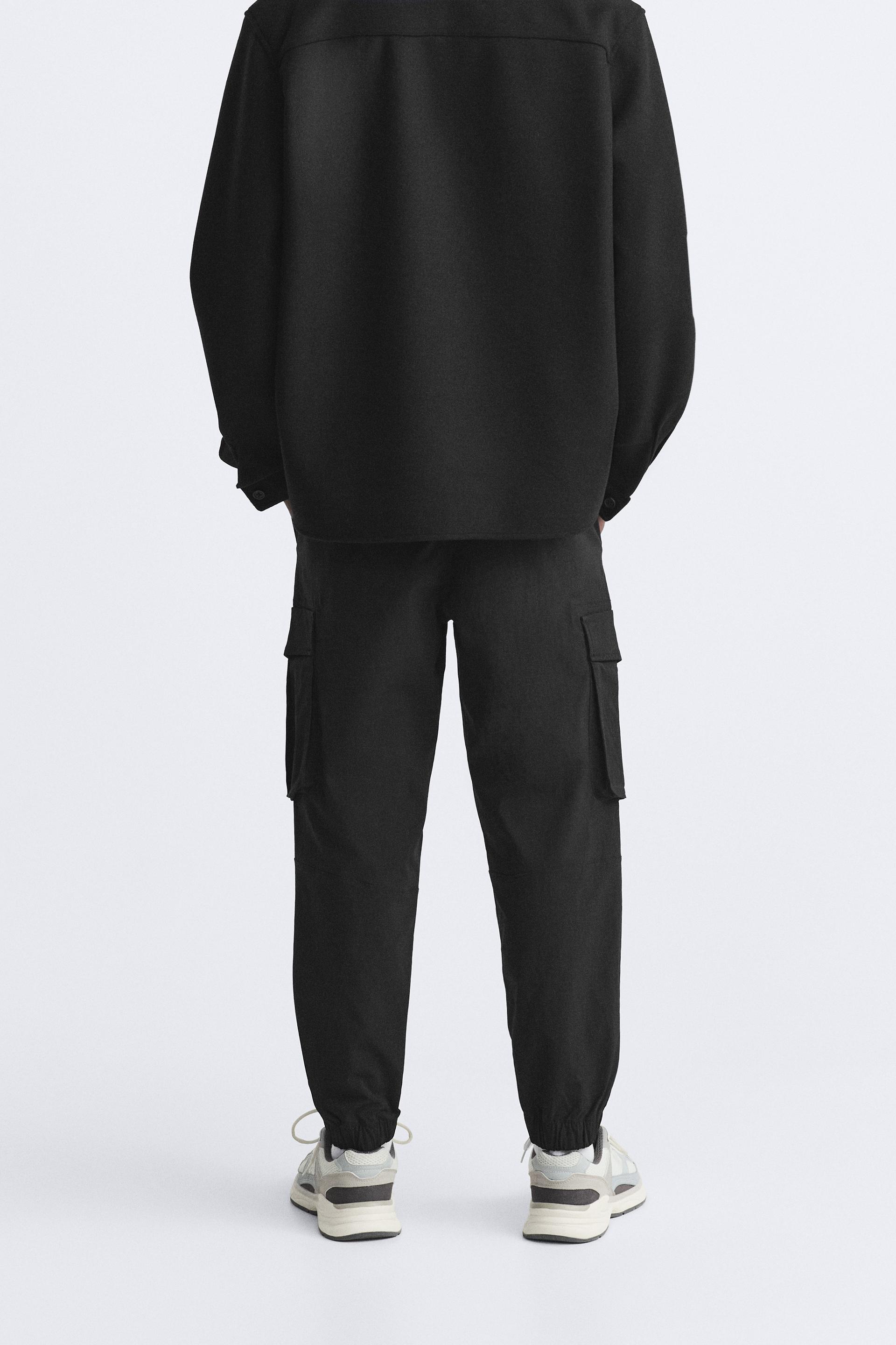 Pantalón Zara Jogger Cargo Negro Hombre, Reciclado