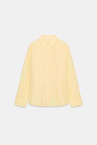 ZW COLLECTION 100% LINEN SHIRT - Yellow by Zara