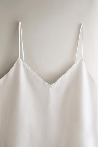 STRAPPY TOP WITH LACE TRIM - White by Zara - Image 1