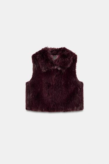 FAUX FUR WAISTCOAT - Wine by Zara - Image 0