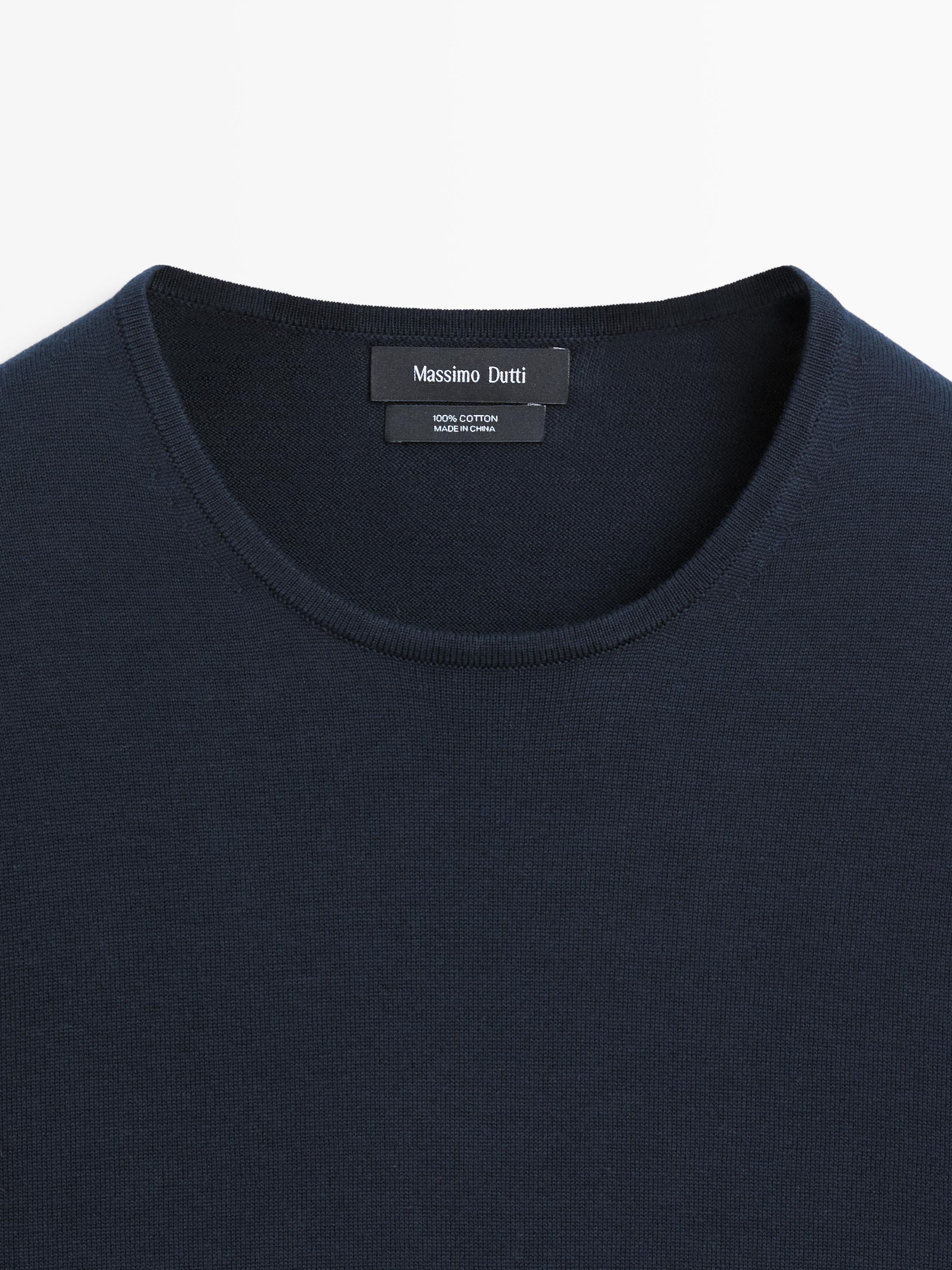 Knit 100% cotton crew neck sweater