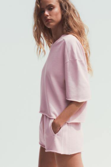 WASHED-EFFECT PLUSH SWEATSHIRT - Pink by Zara - Image 2