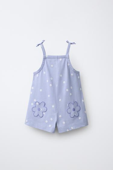 KURZER OVERALL MIT BLUMENPRINT - Blau / Lavendel von Zara - Bild 0