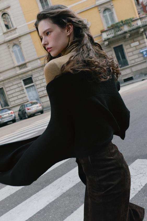 BUFANDA LISA PUNTO - Negro de Zara - Imagen 0