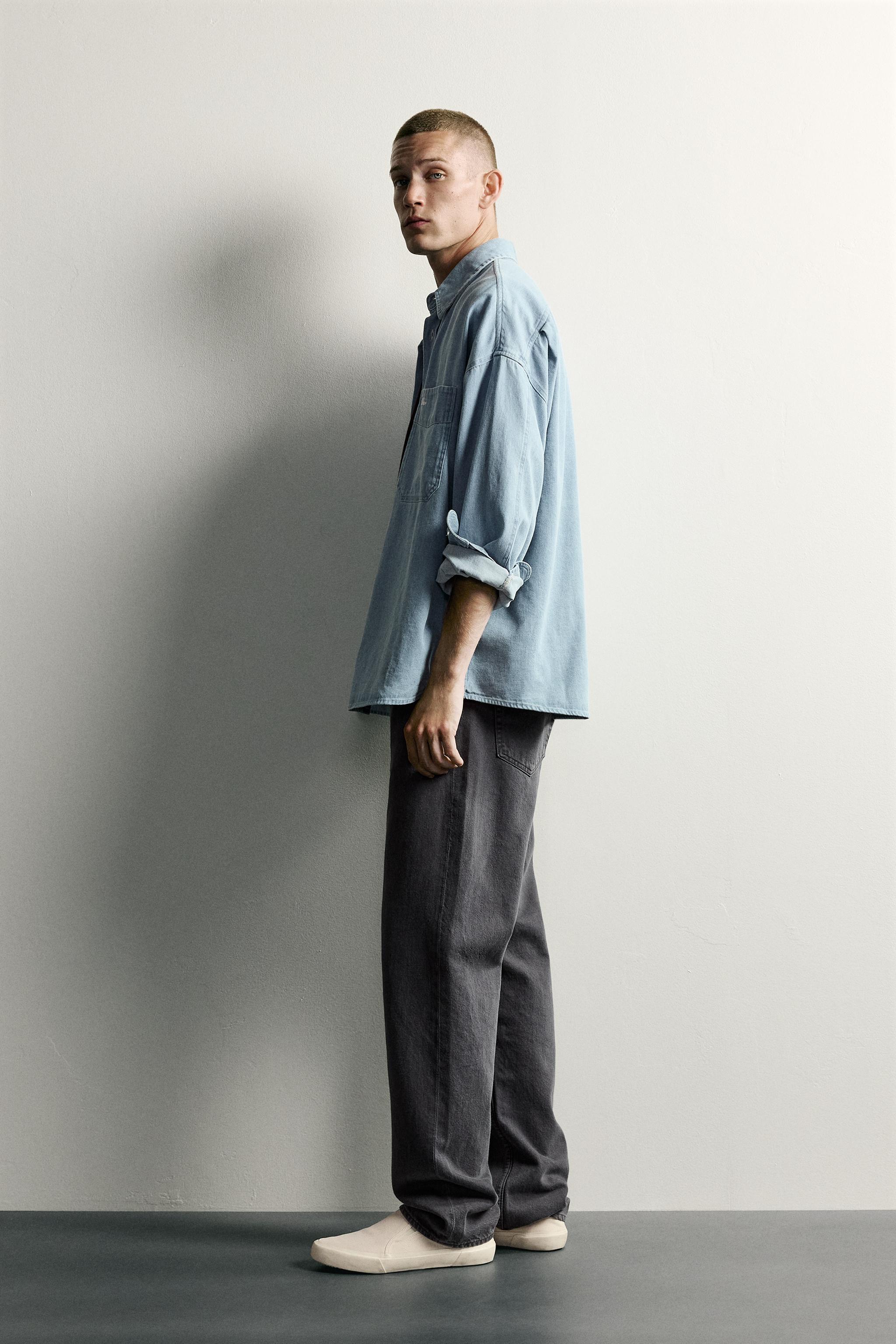 RELAXED-FIT EMBROIDERED DENIM SHIRT