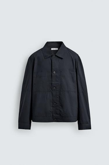 REGULAR FIT POPLIN OVERSHIRT - Navy blue by Zara - Image 6