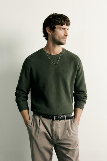 PURL KNIT REGULAR FIT JUMPER - Green by Zara