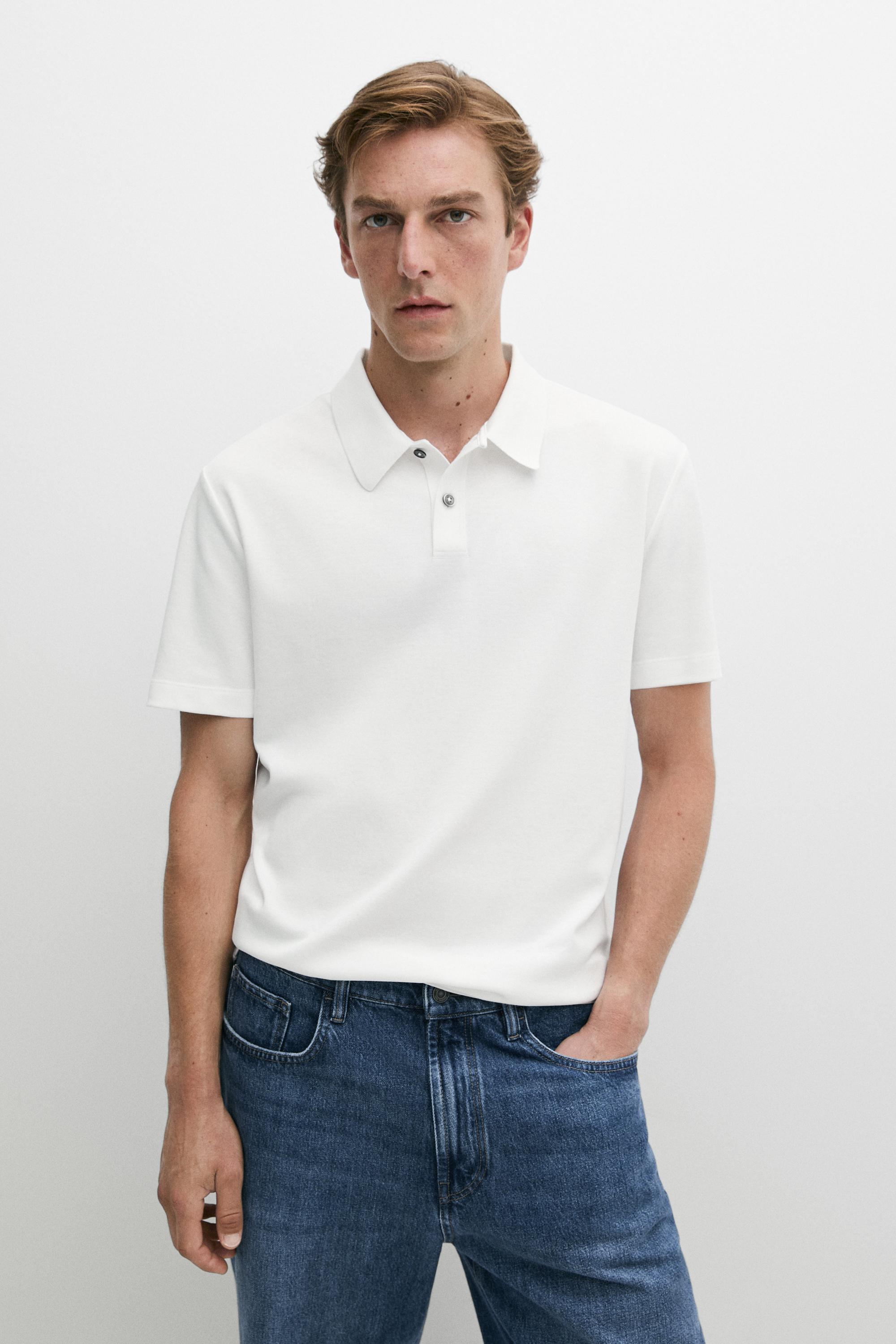 100% cotton short sleeve polo shirt — White